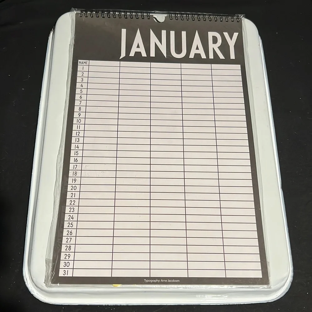 DESIGN LETTERS + Arne Jacobsen - monthly planner typography by Arne Jacobsen